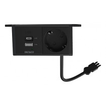 Under-desk Outlet DELTACO OFFICE, angled, 1x21W A+C USB charger, GST18 cable connector / GT-1101 / 1902243