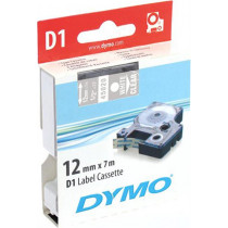 Tape DYMO D1 12mm x 7m, vinyl, white on transparent / S0720600 45020