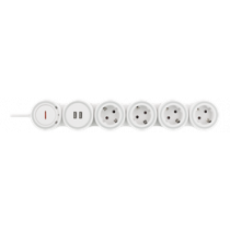 Flexible power outlet with 4 connectors, 1.4m, 16A 3500W, 2x USB-A DELTACO white / GT-290