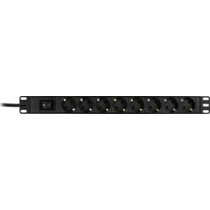 Power strip 19  Deltaco, 8xCEE 7/4 jacks , 1xCEE 7/7, 3m, black / GT-8531