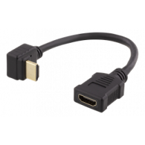 Flexible HDMI adapter, 0,2m, right-down, HDMI M/F, UHD DELTACO / HDMI-21E