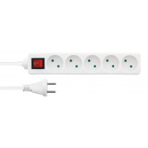 5-way socket Nordic Quality w/switch (D), 1m / 322124