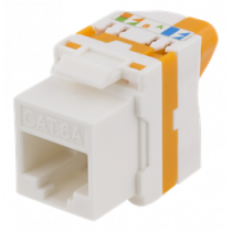  Cat6A Keystone jack, toolless, plastic DELTACO white/orange / MD-123