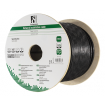 DELTACO U / FTP Cat6a Cable for Outdoors, 100m Drum, 500MHz, Delta-Certified, LSZH, 23AWG, Black / TP-49B